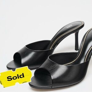 [SOLD] Zara -LEATHER HEELED MULES - black 40/W9